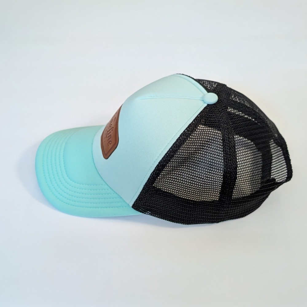 Nine Line Mint & Black Trucker Hat with Leather Logo - Picture 4 of 8